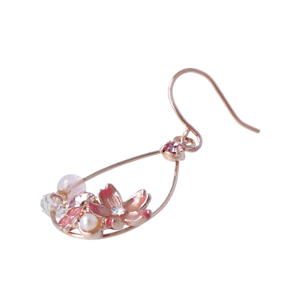 Sakura Floral Hoop Hook Earrings