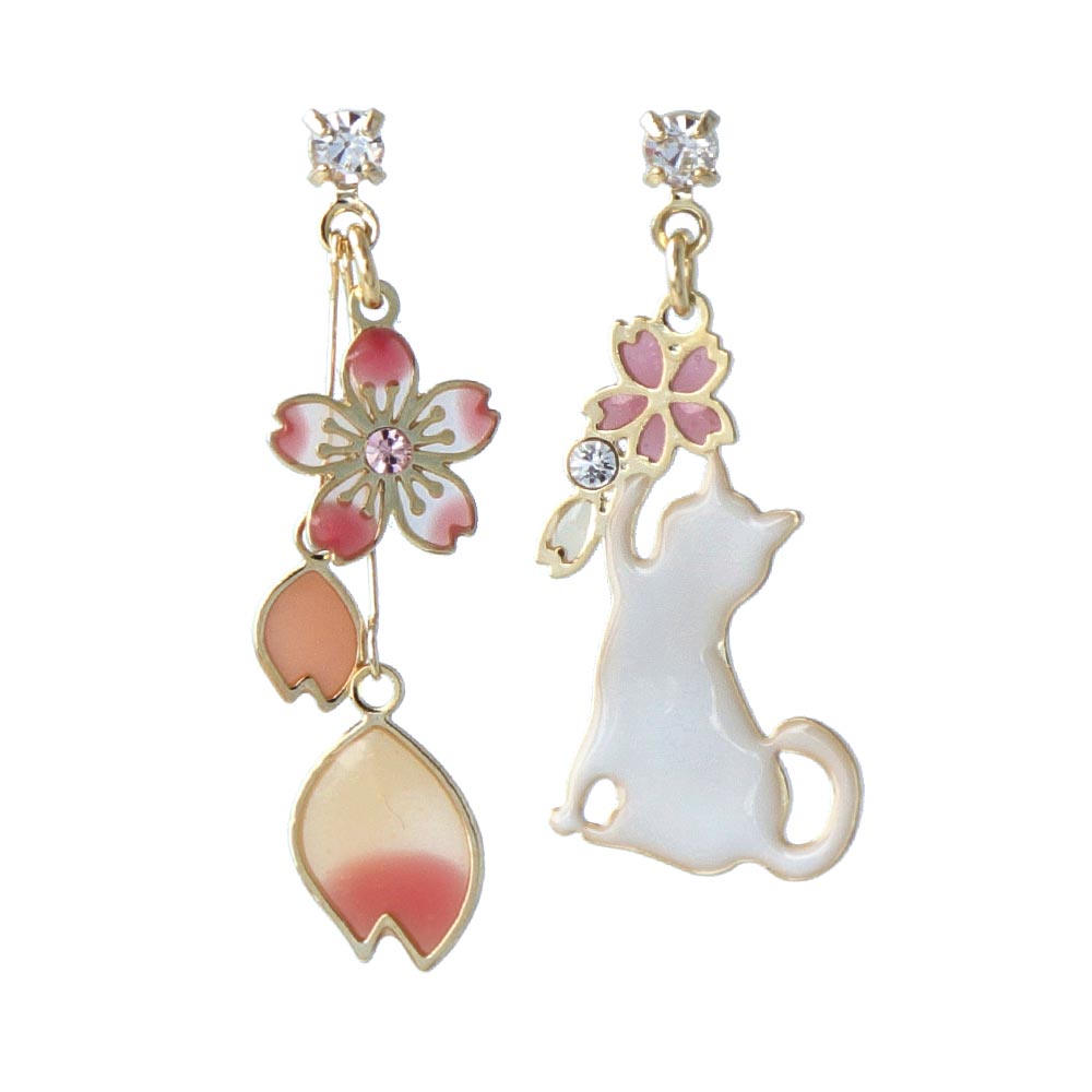 Sakura and Kitty Mismatch Earrings - osewaya