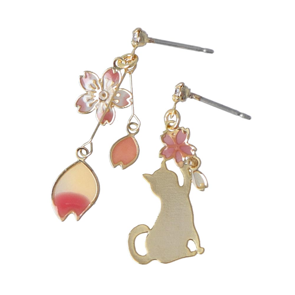 Sakura and Kitty Mismatch Earrings