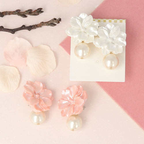 Sakura and Pearl Front Back Earrings - osewaya