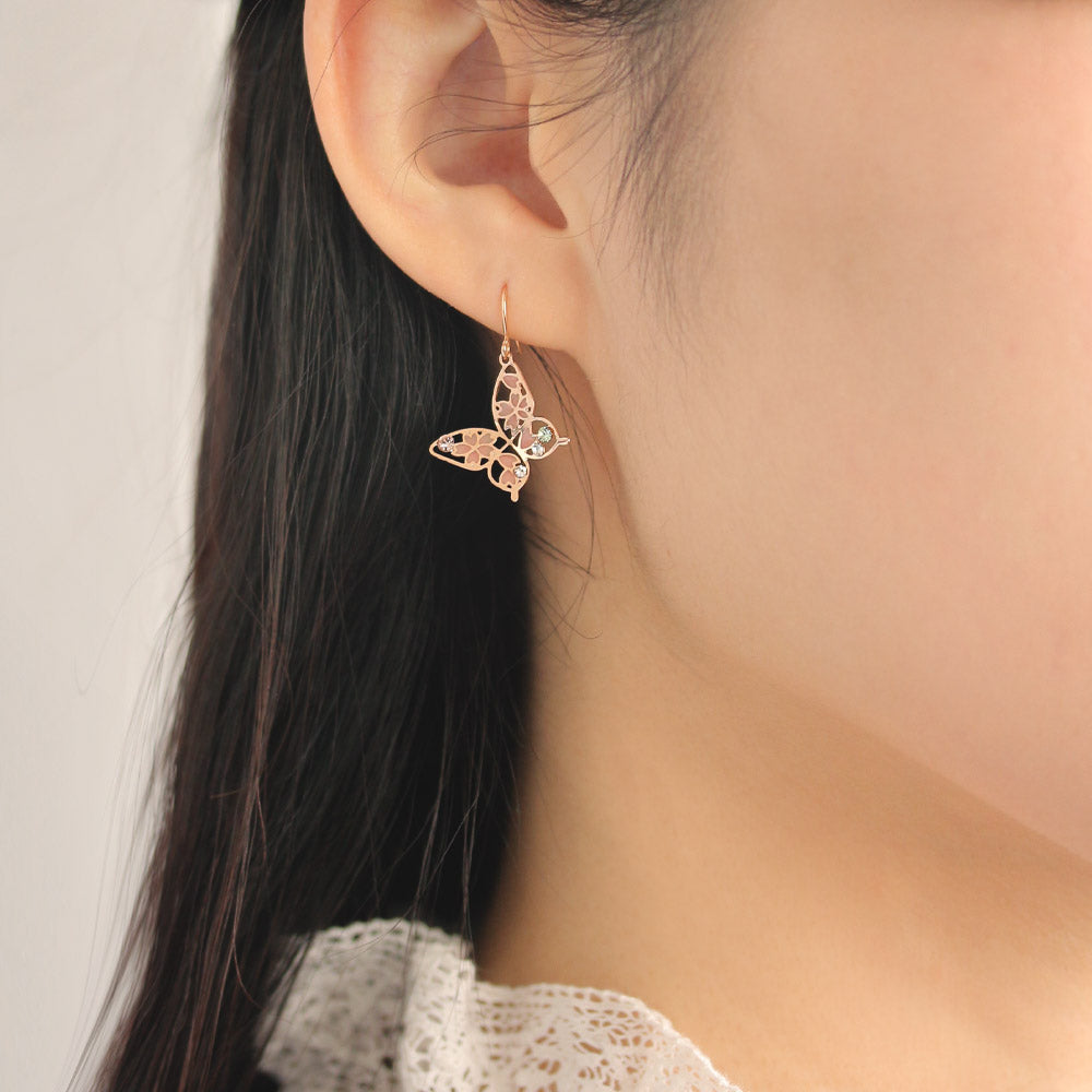 Sakura Filigree Butterfly Earrings