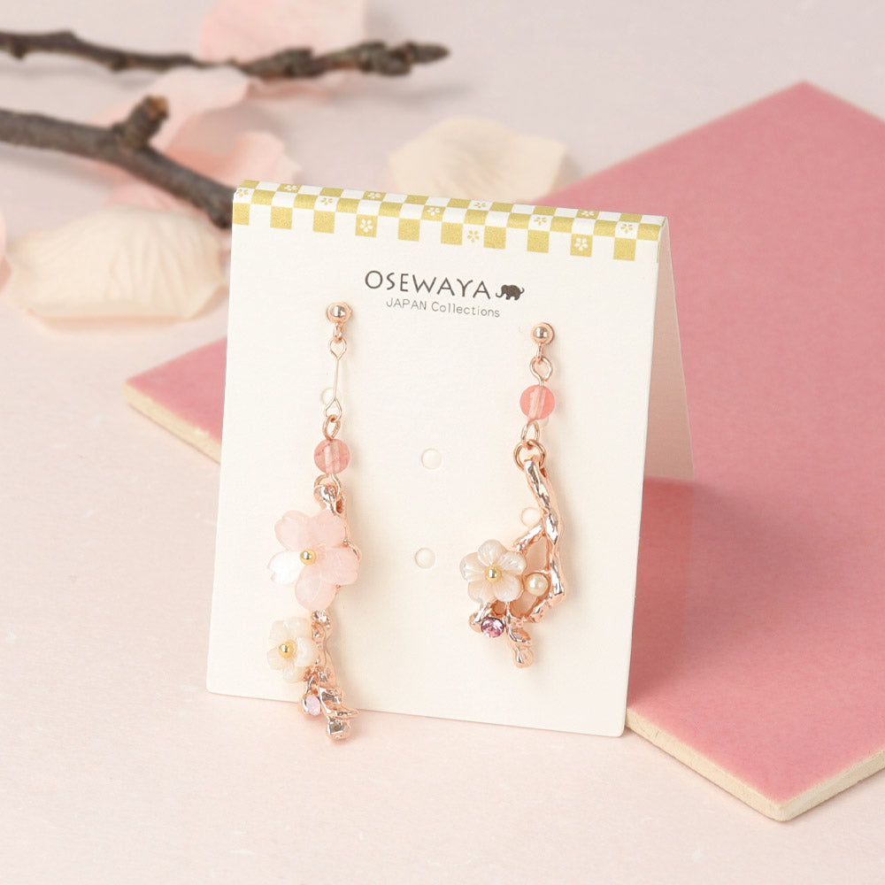 Sakura Twig Mismatched Earrings - osewaya
