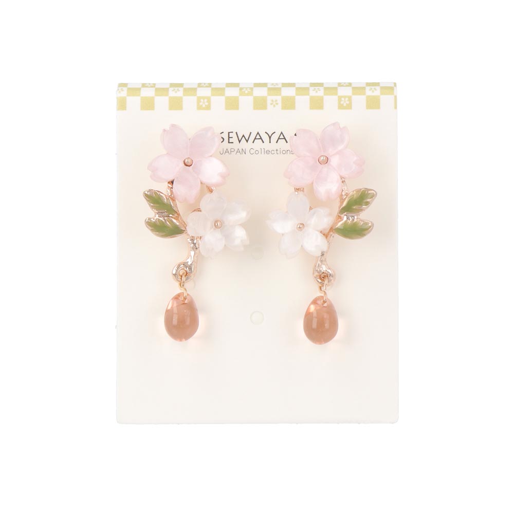 Coloured Sakura Drop Earrings