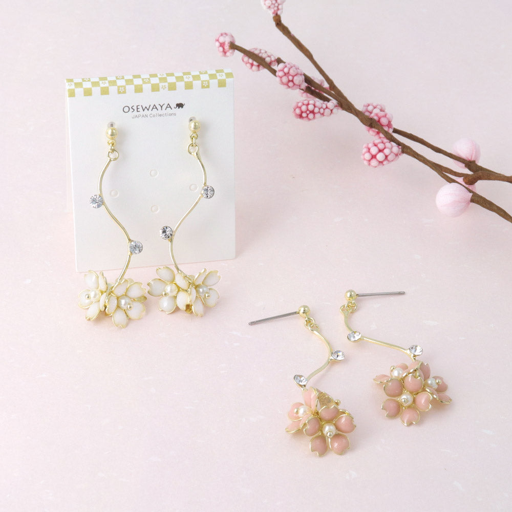 Sakura Cluster Drop Earrings - osewaya