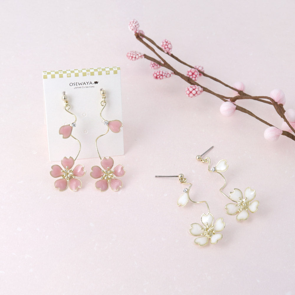 Sakura Wave Drop Earrings - osewaya