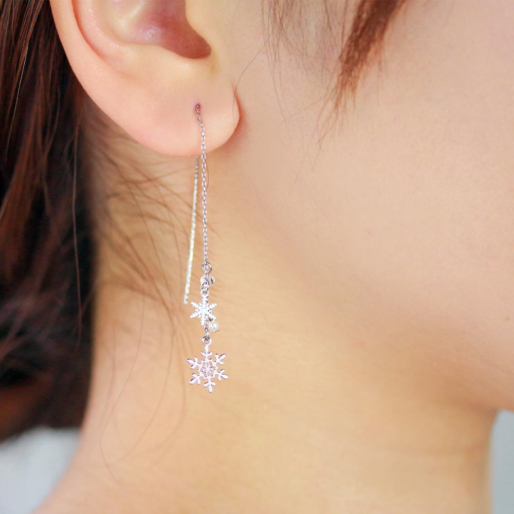 Snowflake Wire Through Earrings