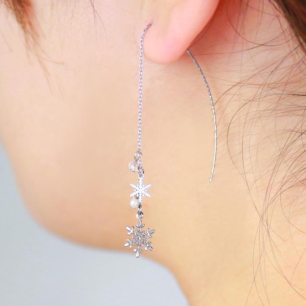 Snow Crystal Wire Through Earrings