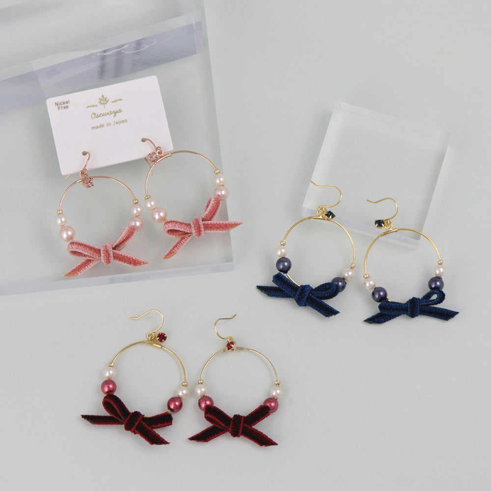 Bow Circle Drop Earrings