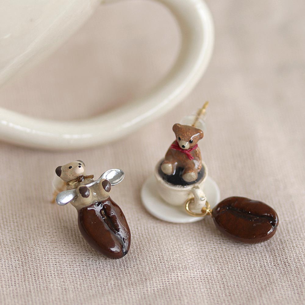 Little Bear and Coffee Earrings - osewaya