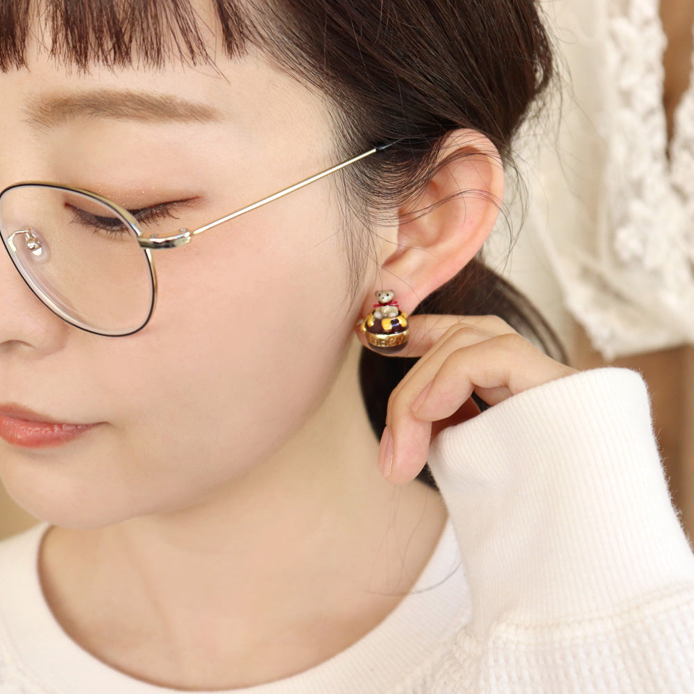 Teddy Bear and Honey Mismatched Earrings