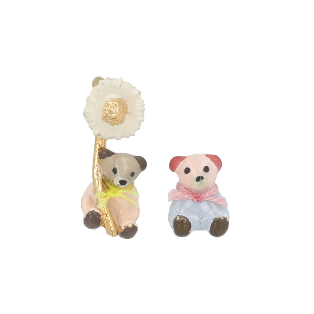Teddy Bear and Flower Earrings - osewaya