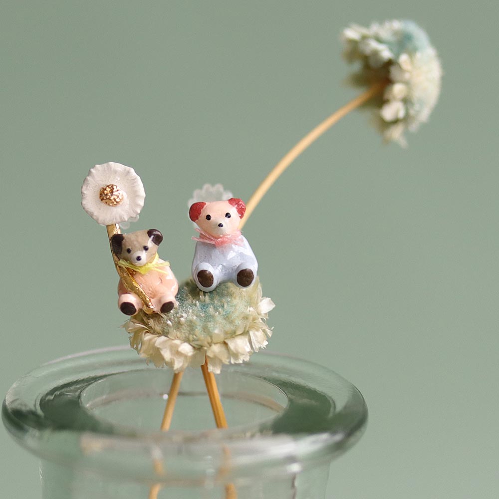 Little Bear and Flower Earrings - osewaya