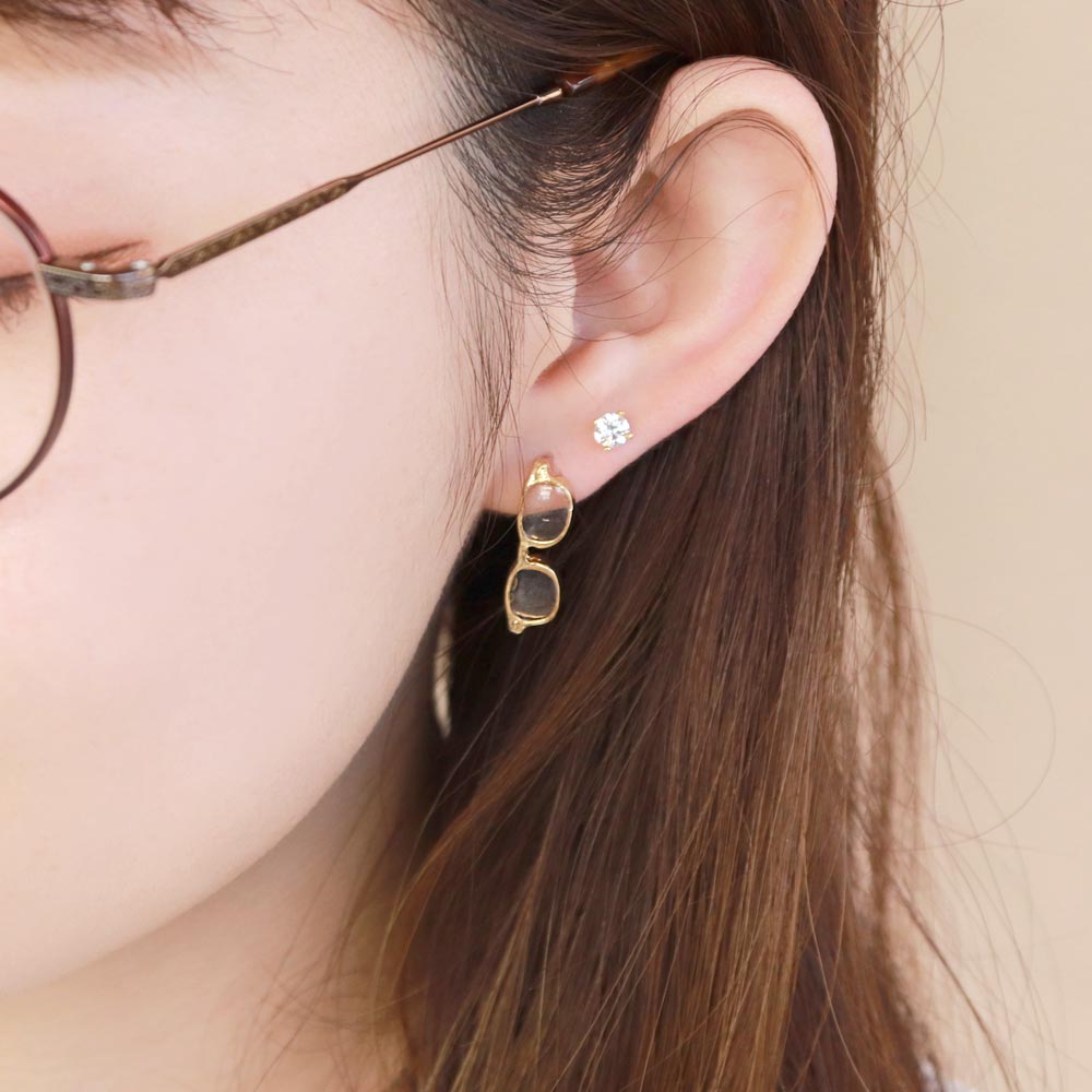 Gold Tone Miniature Glasses Earrings - osewaya