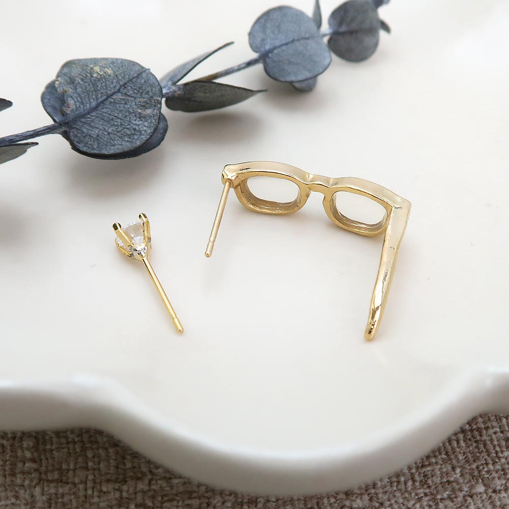 Gold Tone Miniature Glasses Earrings