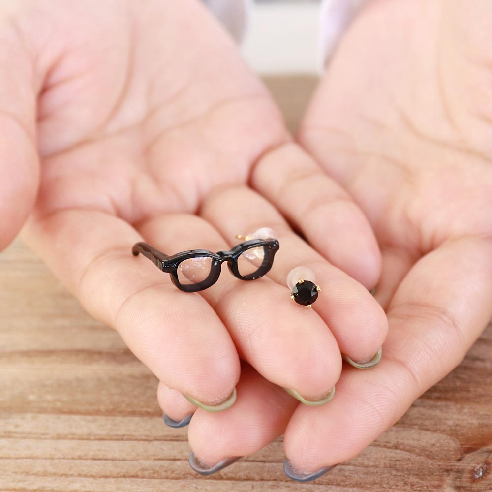Black Frame Miniature Glasses Earrings