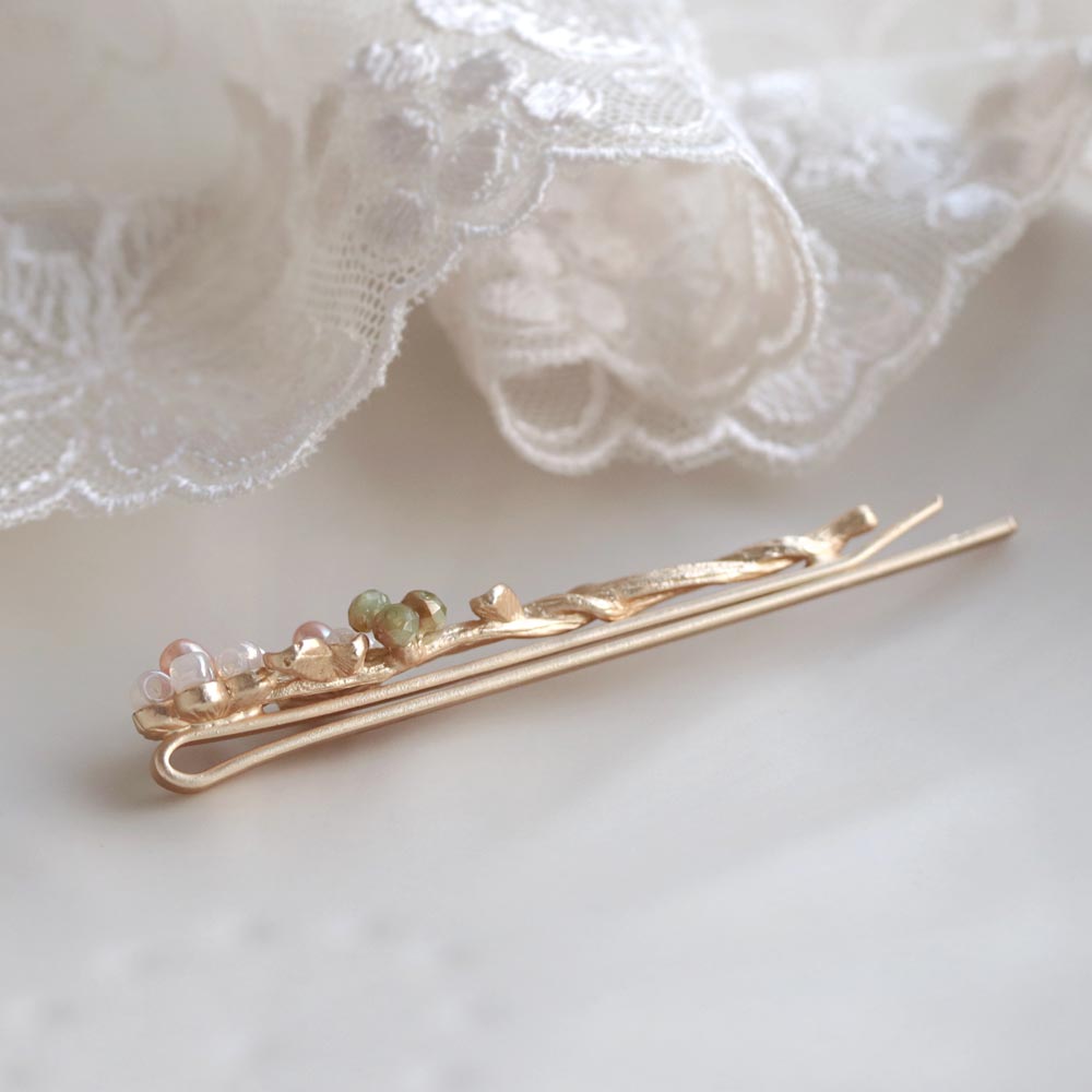 Flower and Berry Twig Hairpin