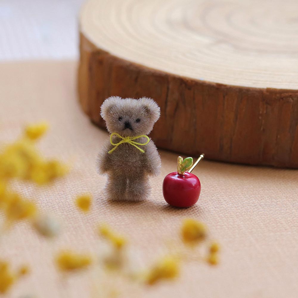 Little Bear and Apple Earrings - osewaya