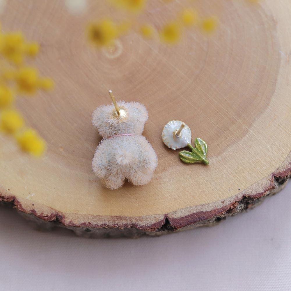 Little Bear and Flower Earrings