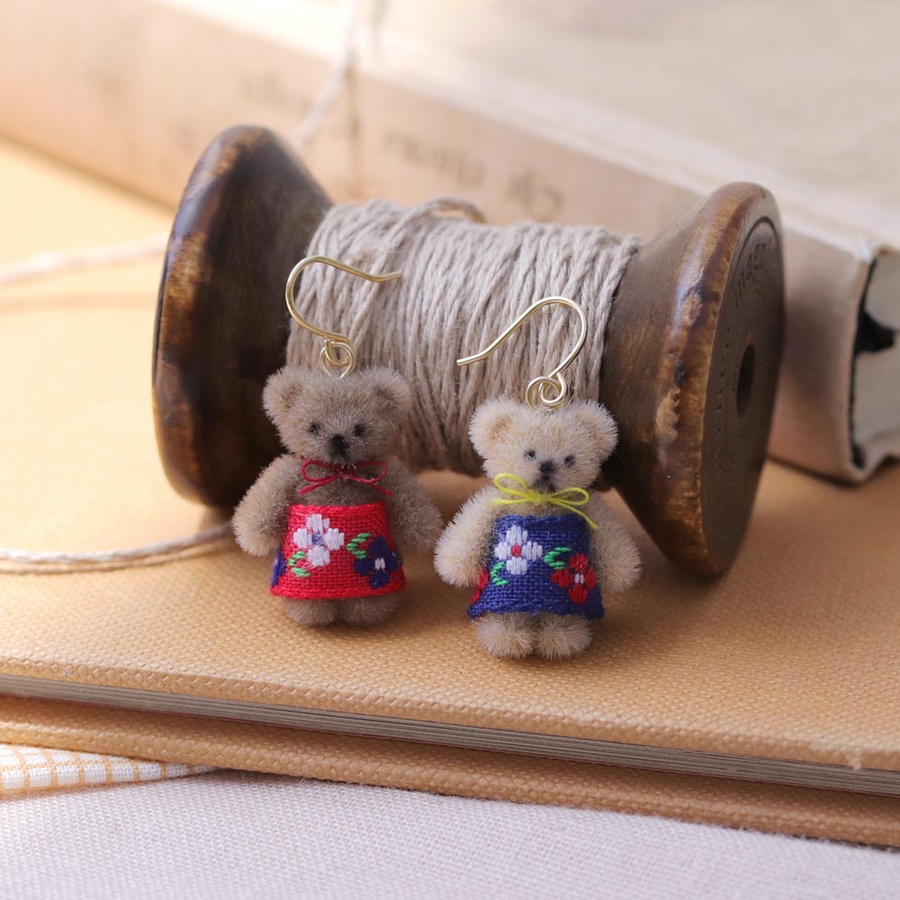 Teddy Bear Matching Outfits Earrings - osewaya