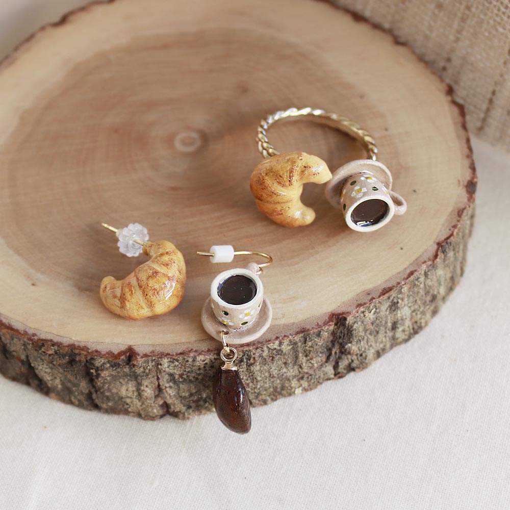 Croissant and Coffee Adjustable Ring