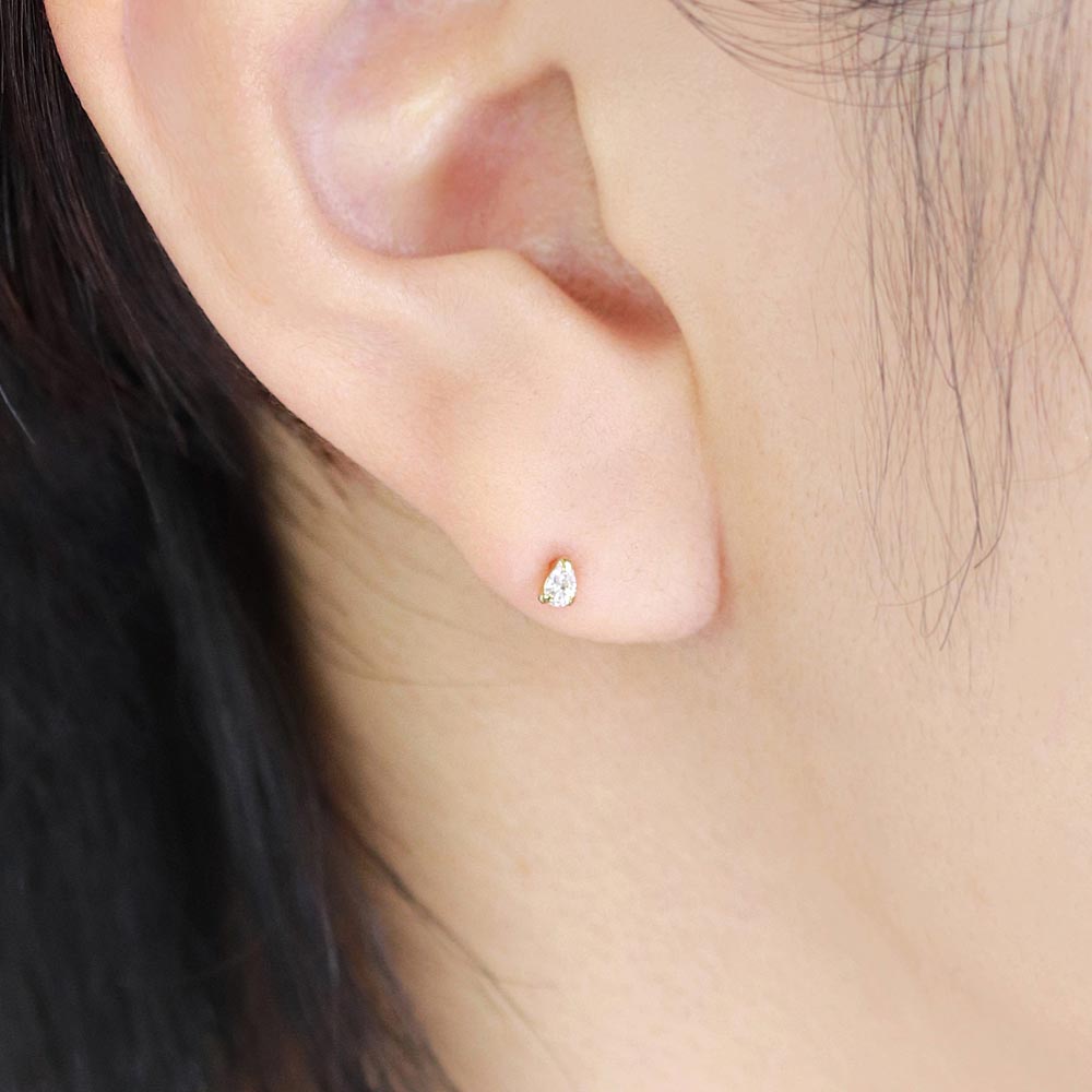 Cubic Zirconia Pear Stone Stud Earrings
