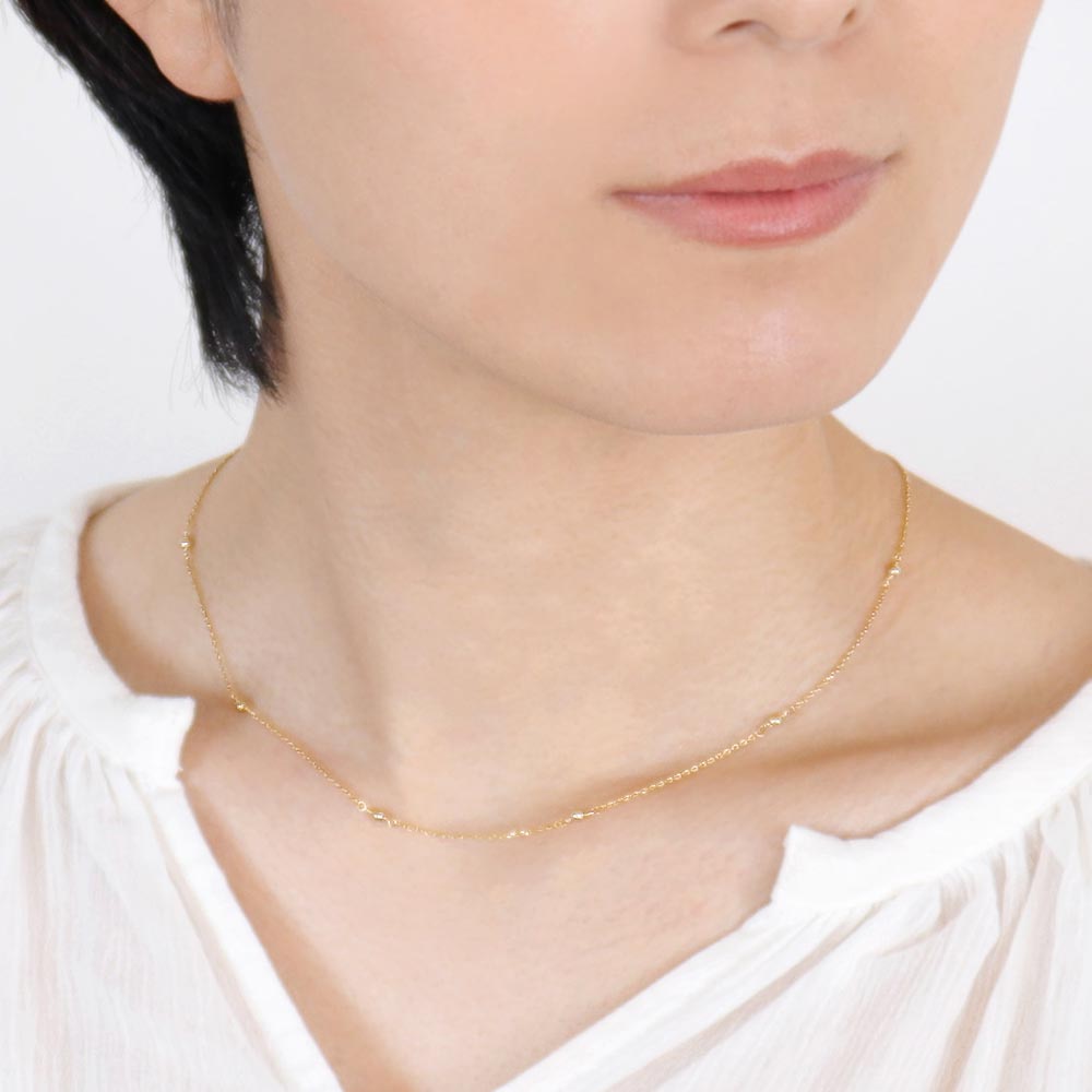 22K Gold Plated Ball Station Necklace