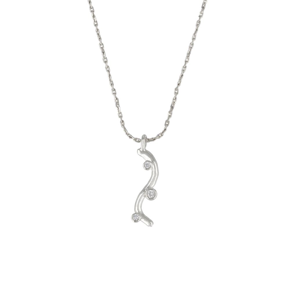 Rhodium Plated Curve Necklace