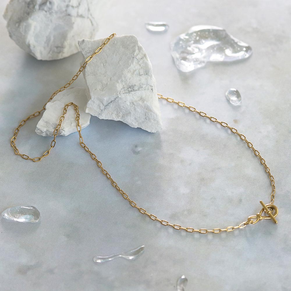 Gold Tone Surgical Steel Paperclip Chain Necklace - osewaya