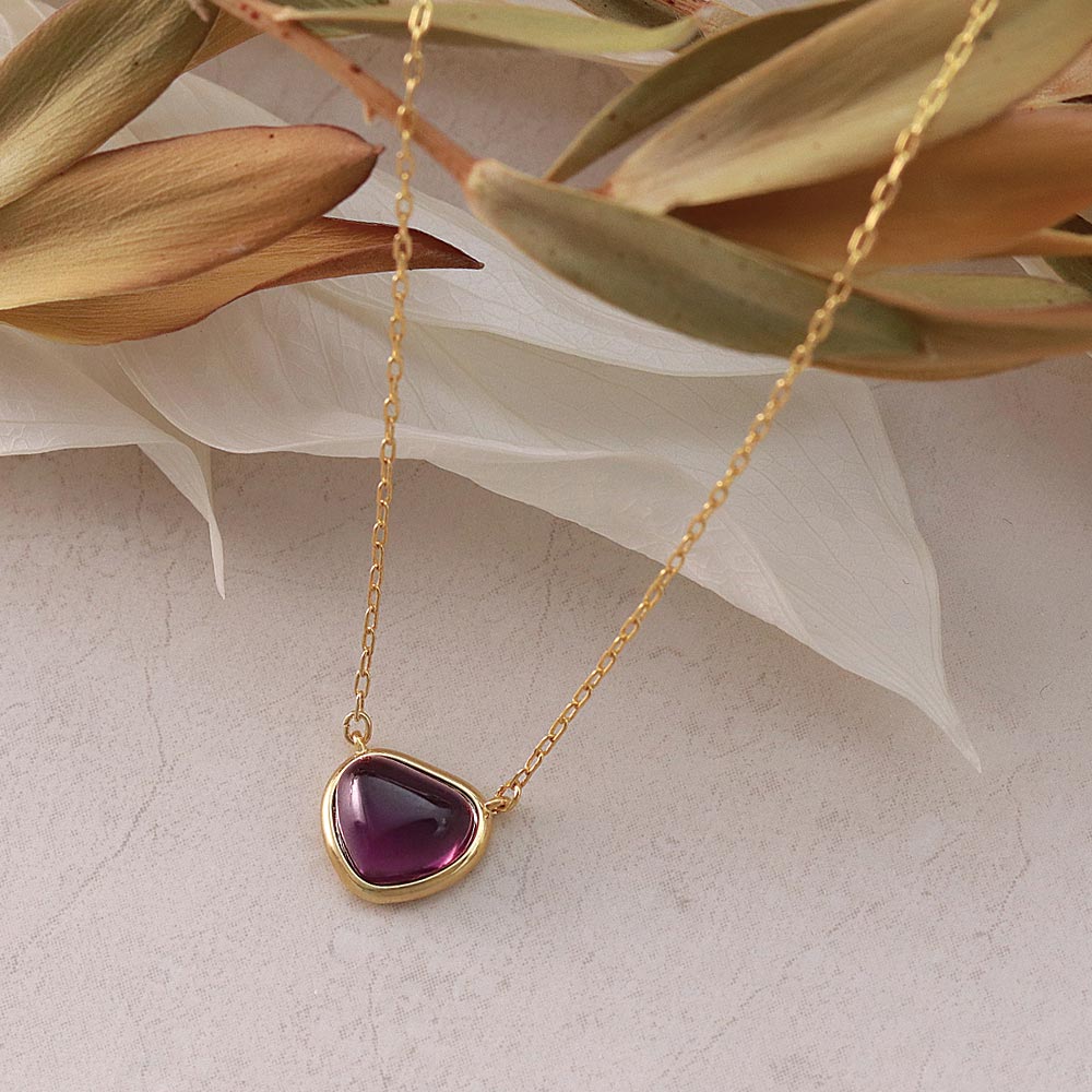 Purple Triangle Glass Jewel Necklace - osewaya