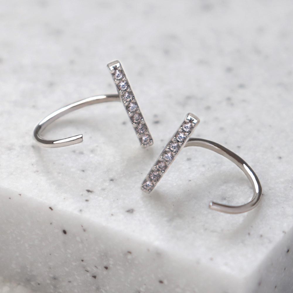 Pave Bar C Earrings