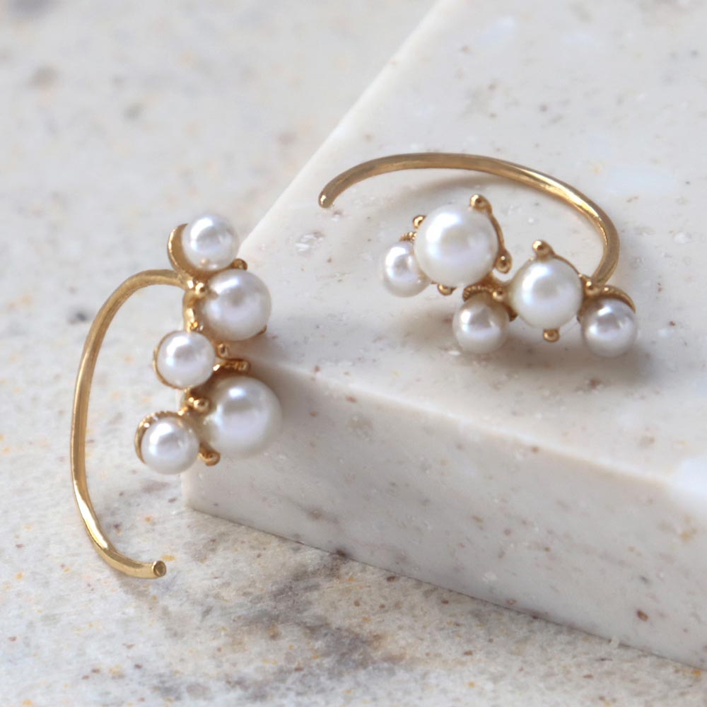 Multi Pearl C Earrings