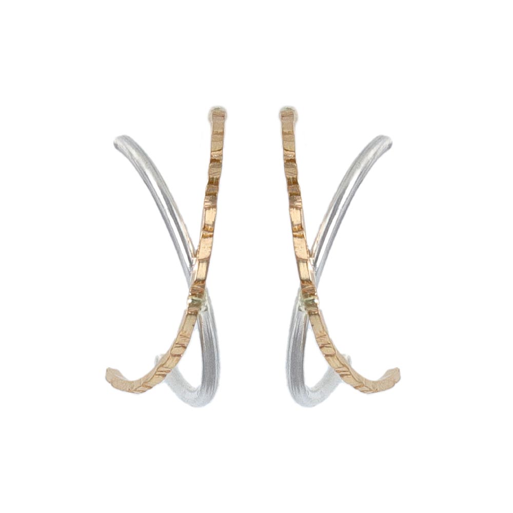 Textured Cross Hoop Earrings
