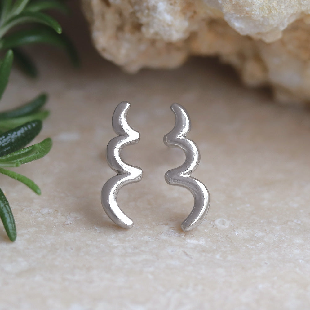 Rhodium Plated Twist Studs - osewaya