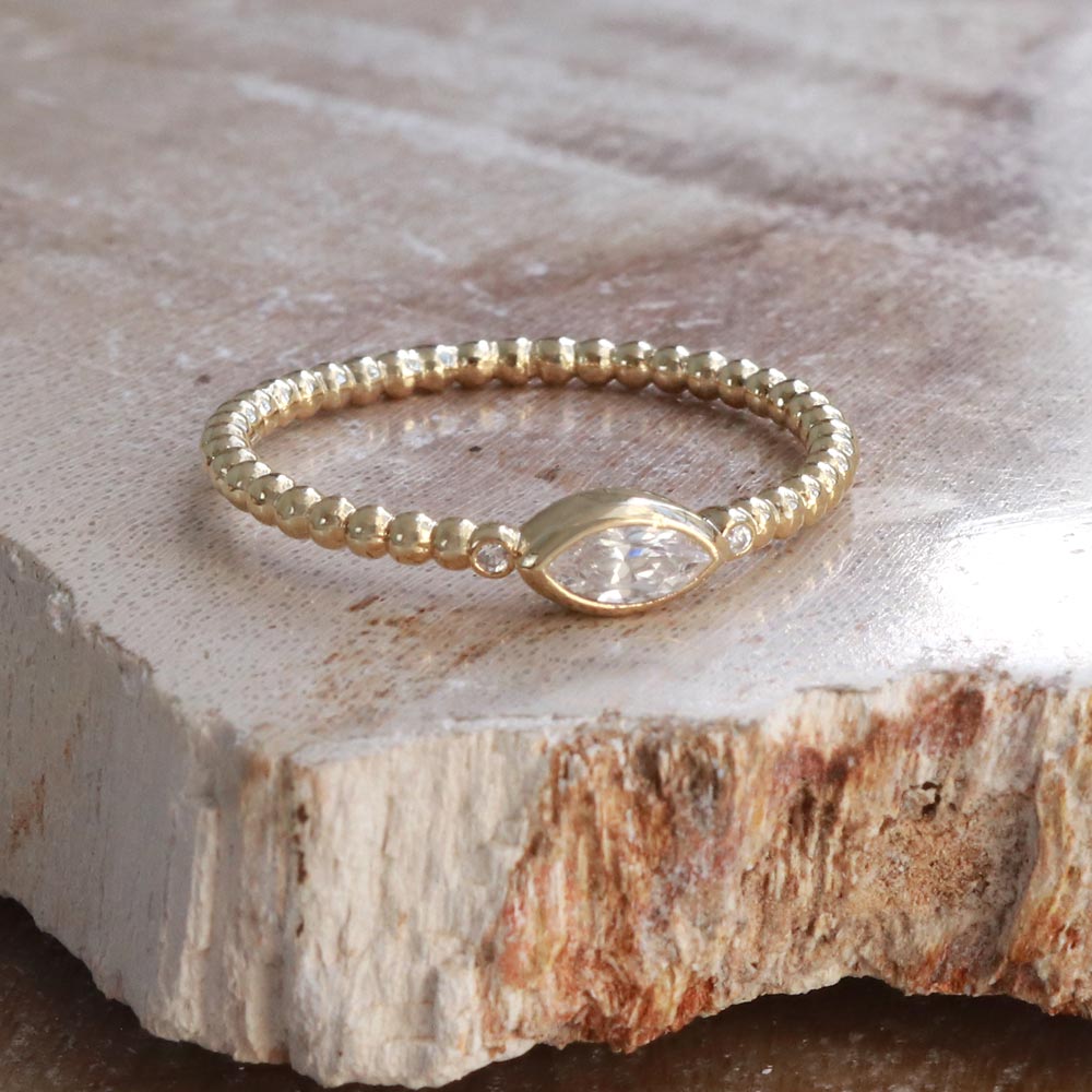 Gold Plated Almond Ball Ring - osewaya