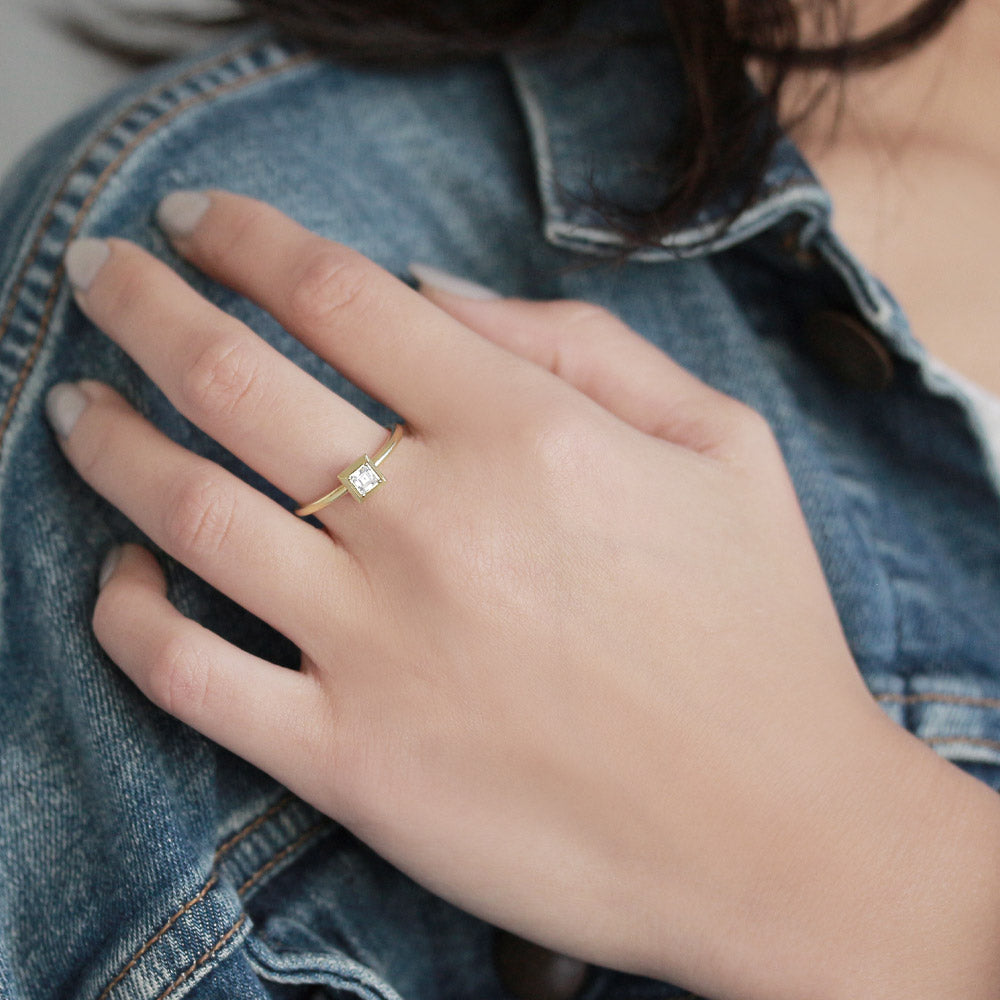 Gold Plated Square Ring