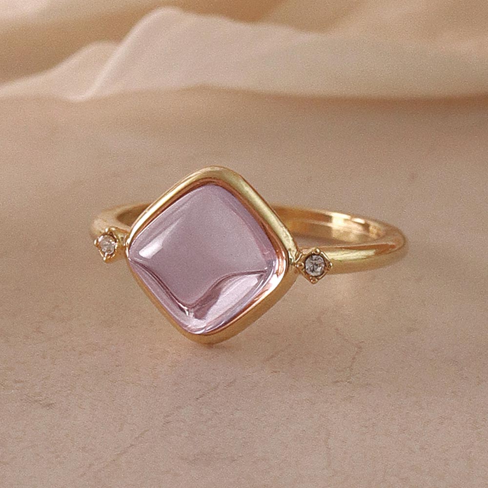Purple Square Glass jewel Ring - osewaya