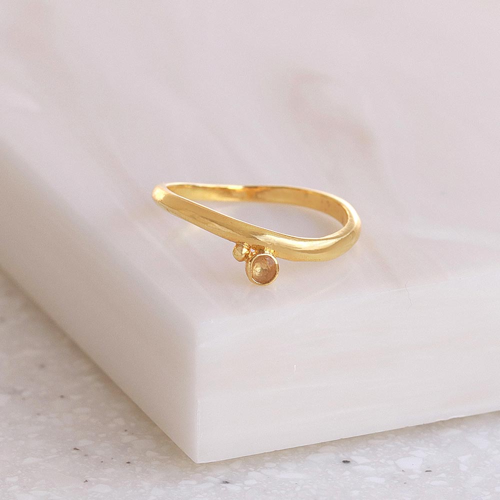 Gold Tone Curved Pinky Ring
