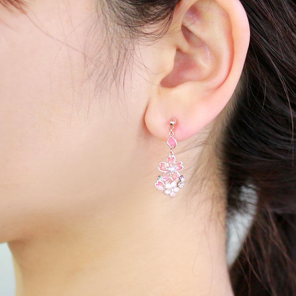 Dainty Sakura Flower Invisible Clip On Earrings
