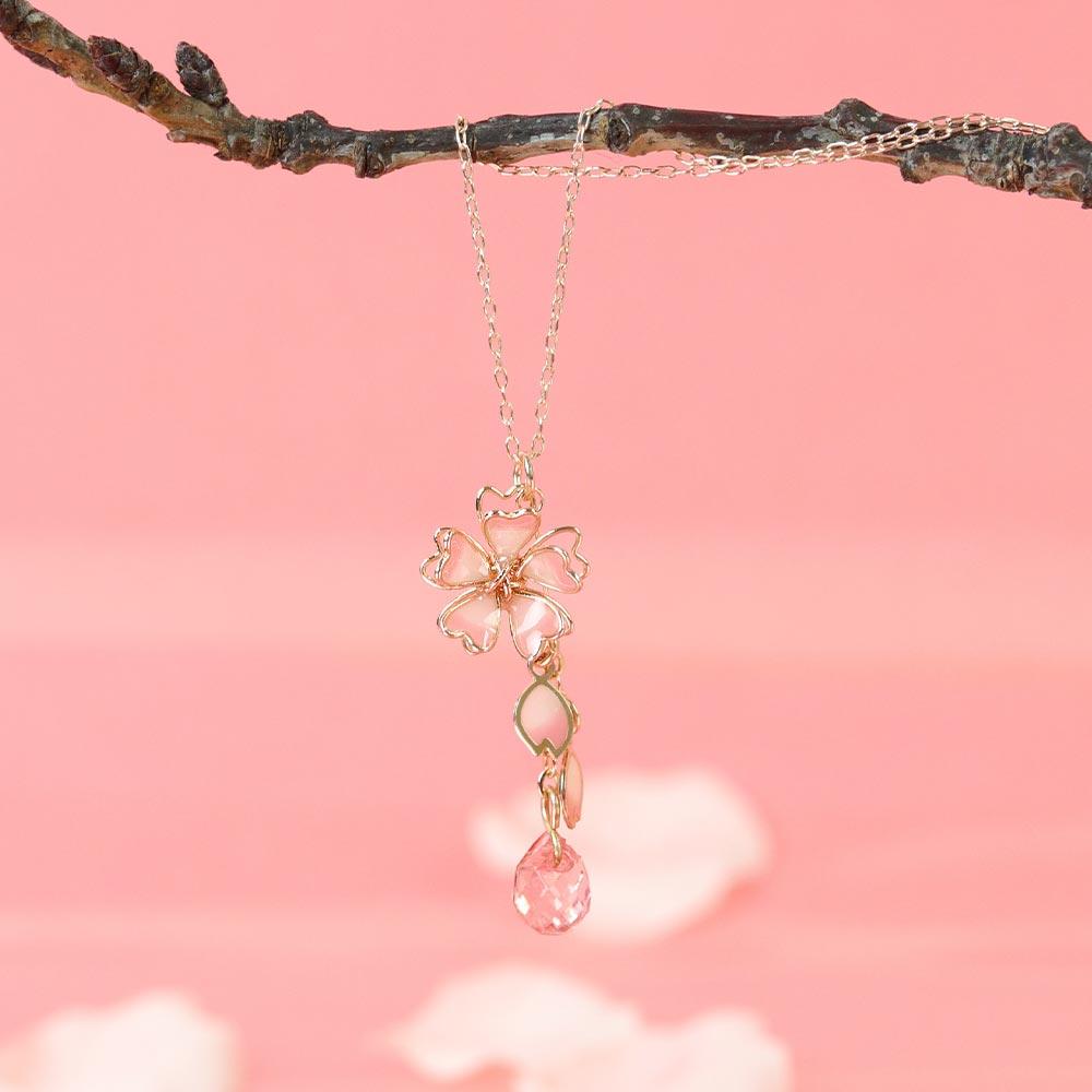 Cherry Blossom Sakura Drop Charm Necklace - osewaya