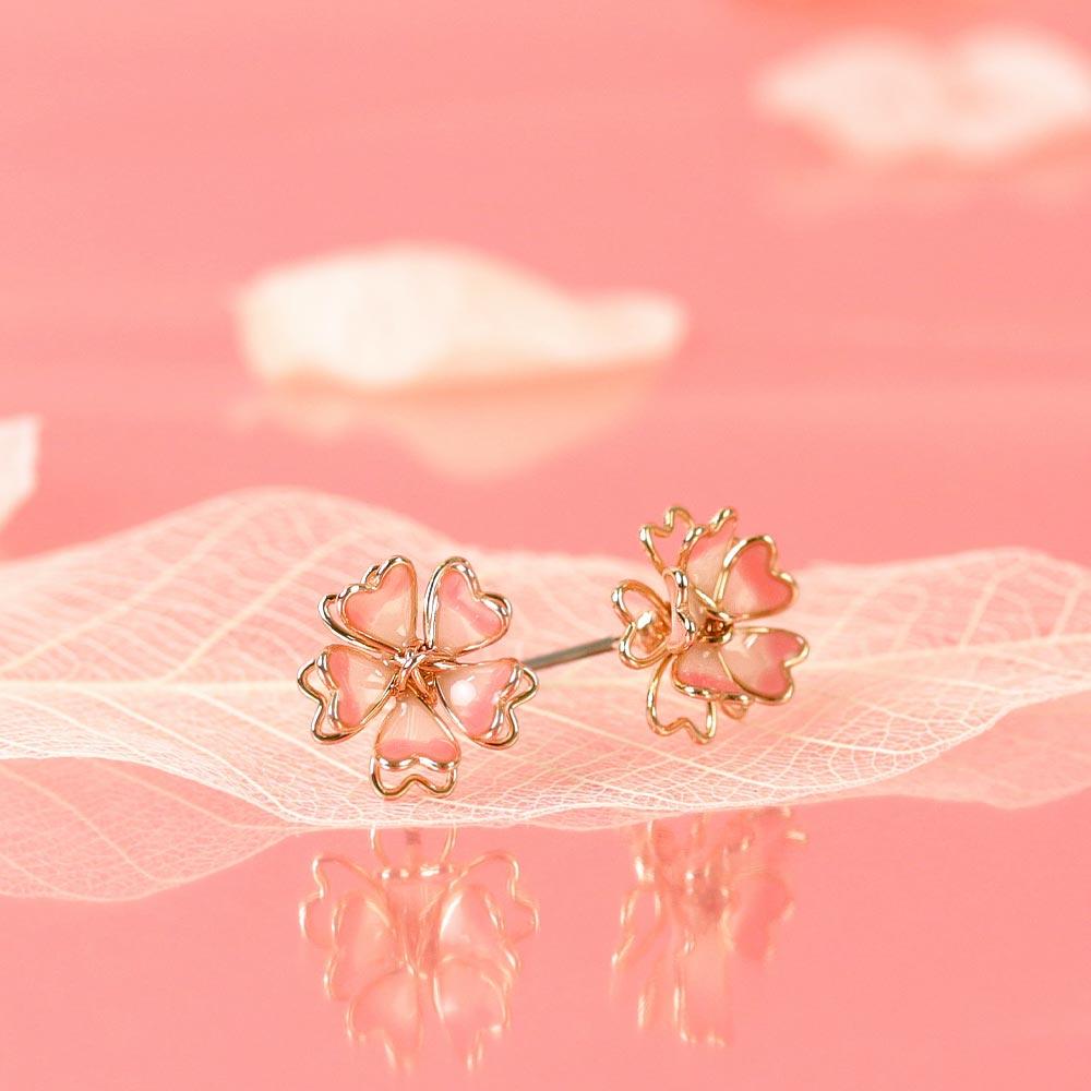 Cherry Blossom Sakura Single Flower Stud Earrings - osewaya