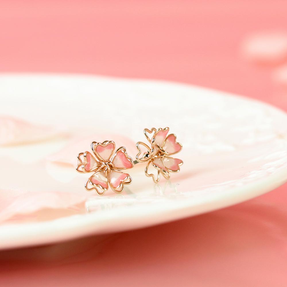 Cherry Blossom Sakura Single Flower Stud Earrings
