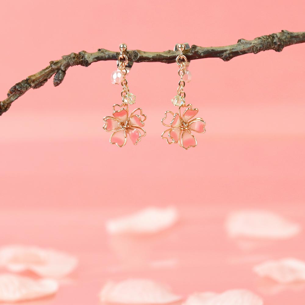 Cherry Blossom Sakura Drop Earrings