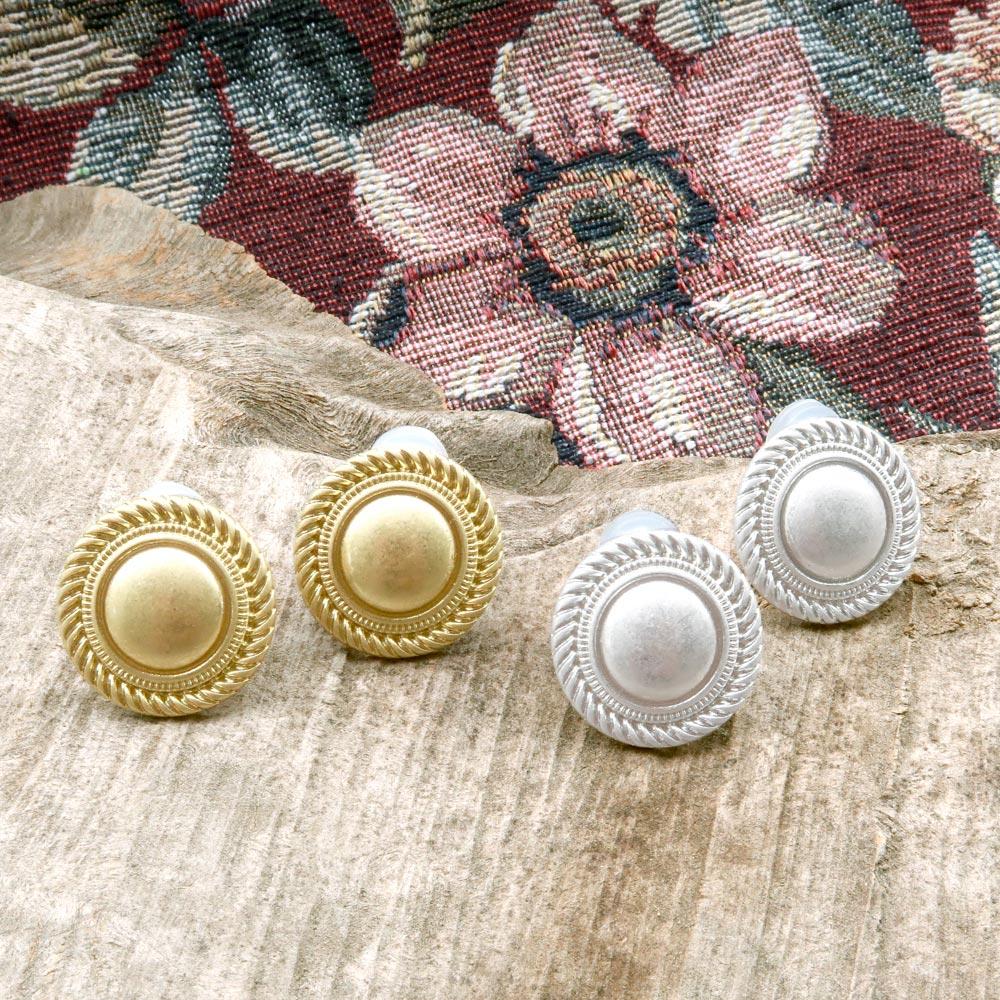 Metal Button Sleeved Clip On Earrings