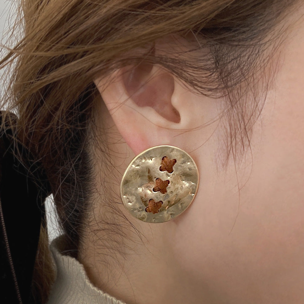 Dimpled Large Disk Earrings