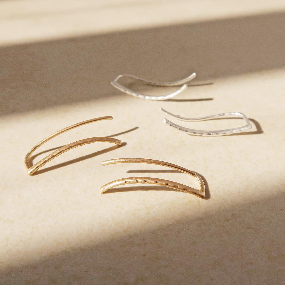 Three Way Hammered Detail Earrings - osewaya