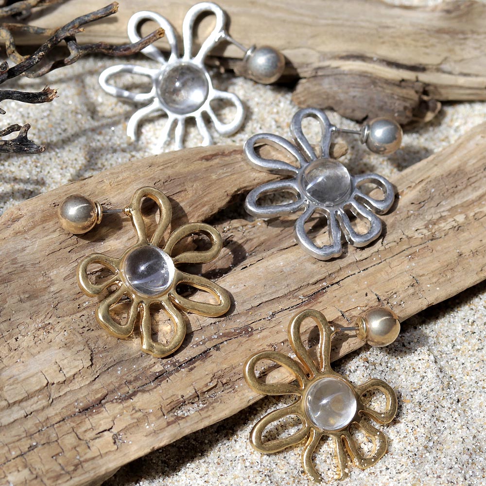 Hollow Flower Titanium Earrings - osewaya