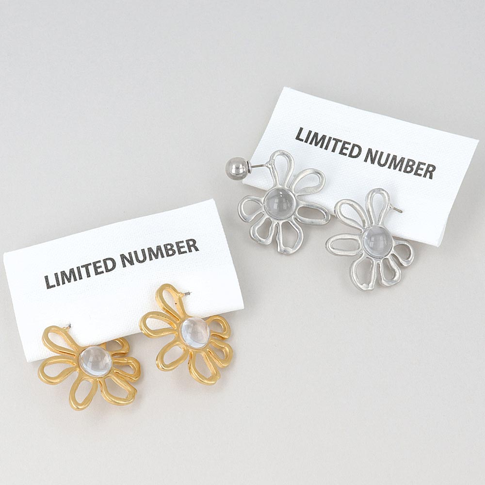 Hollow Flower Titanium Earrings