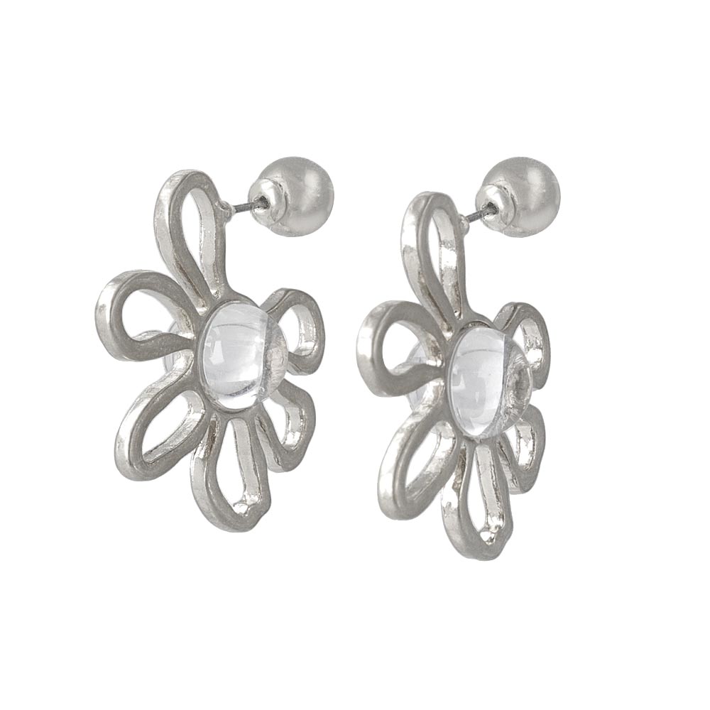 Hollow Flower Titanium Earrings