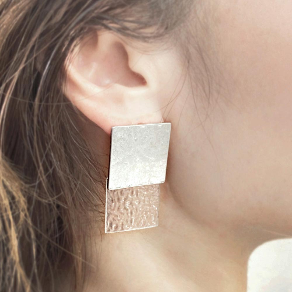 Square Plate Titanium Earrings