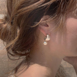 Pearl Detail Wide Curl Earrings